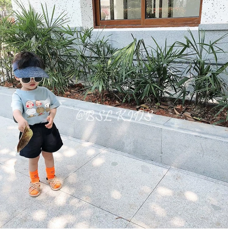 Quần tất trẻ em mùa hè mỏng phần phiên bản Hàn Quốc của bé trai và bé gái màu huỳnh quang vớ bé phim hoạt hình cười đống vớ - Vớ