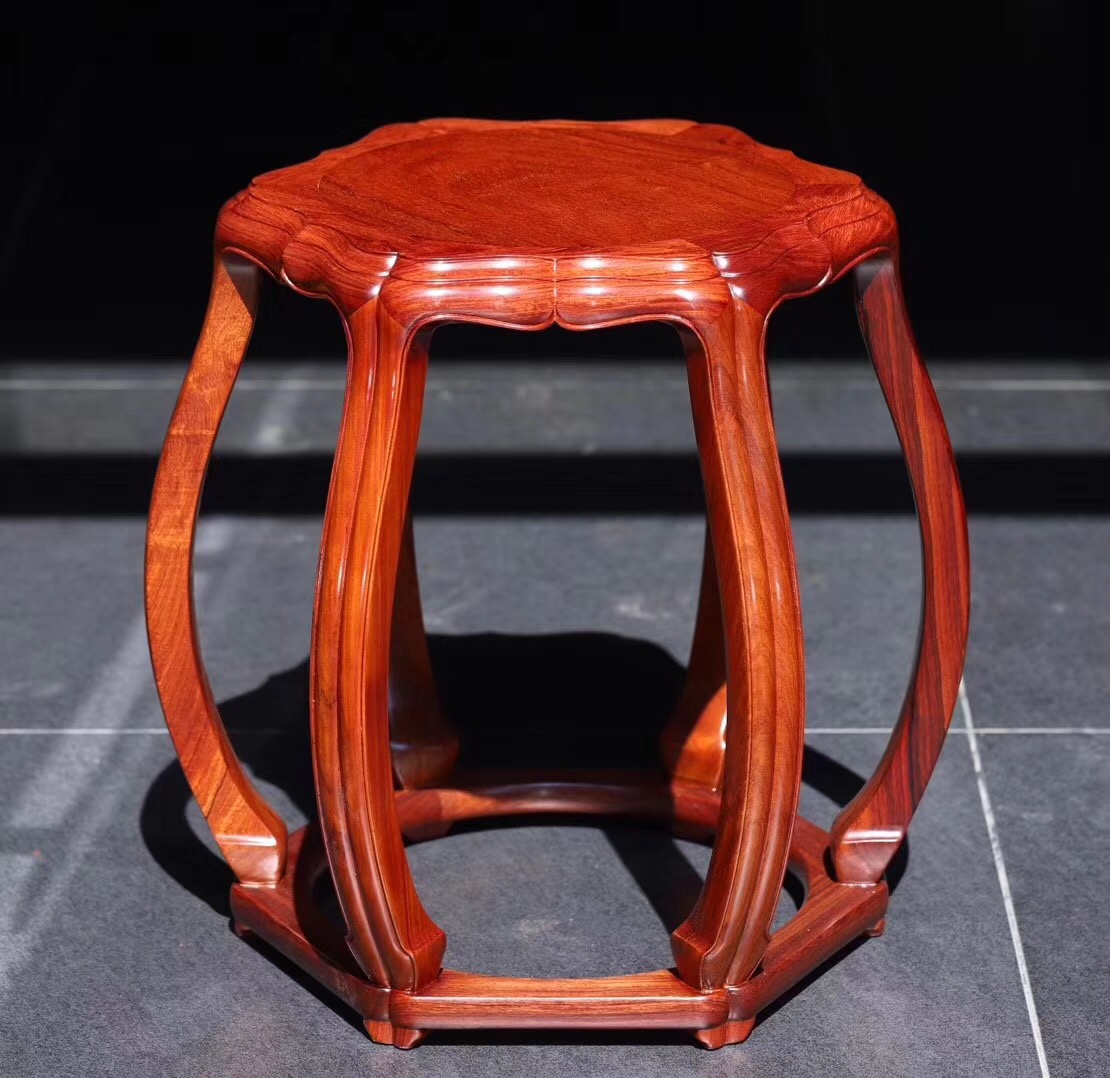 Red wood home furniture Burmese yellow flower pears Haitang stool large fruit purple sandalwood Burmese round drum stool solid wood Chinese retro