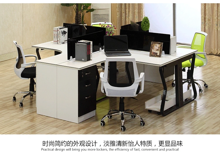 Bàn làm việc kết hợp đơn giản hiện đại nhân viên bàn ghế văn phòng 4 6 người nội thất văn phòng màn hình vị trí làm việc