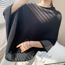 2021 spring and autumn womens clothing cloak cloak with sleeveless sleeve head sweater jacket flow Su 100 lap up silk-knit weaters trendy