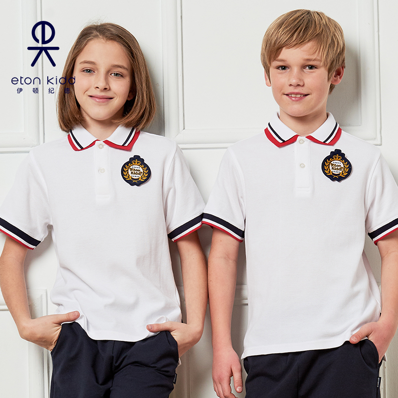 Eaton Gide brand school uniform children's T-shirt children's clothing polo shirt college unisex girls short-sleeved 10T023