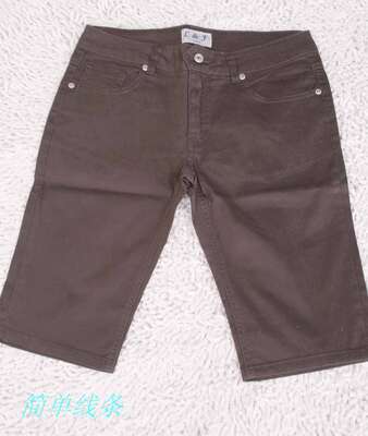 Washed cotton stretch capri pants women's single size natural low waist 2 feet 1-2 feet 2 small size clearance
