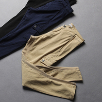 Foreign trade original single tail single Japanese retro do old Joker overalls personality splicing design slim casual pants tide