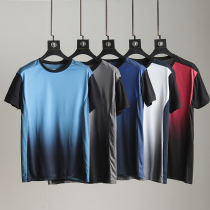 Foreign trade Mens quick-drying short-sleeved T-shirt outdoor quick-drying sweating sports leisure round neck breathable gradient quick-drying T-shirt