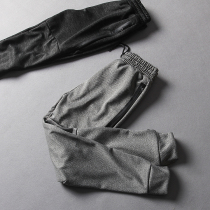 Pay attention to fabric plus velvet foreign trade autumn and winter mens rubber zipper sports casual pants mens trousers