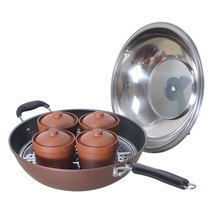 Iron rich 34cm wok with lid 4 0 3 liters purple sand stew 28 8cm steamed Frying Pan Pan pancake pot