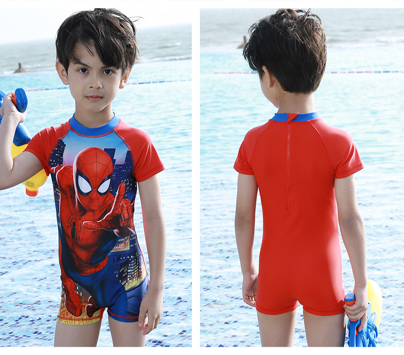 Áo tắm Disney Disney cho bé trai Người nhện Captain America Kem chống nắng Siamese Áo tắm ấm - Bộ đồ bơi của Kid đồ bơi cho be gái 14 tuổi