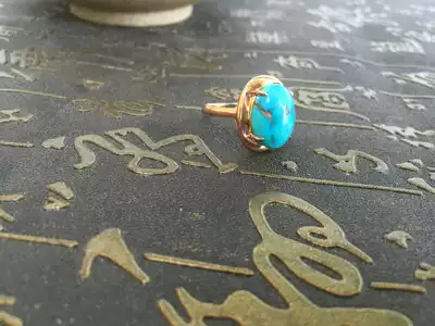 Blue 18K gold high porcelain turquoise ring 