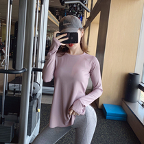 Byu run 2019 autumn and winter new bronzing letter round neck long sleeve sports T-shirt womens running gym top