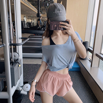 Byu Run sports top womens summer loose quick-drying t-shirt halter yoga suit running short-sleeved net red fitness suit