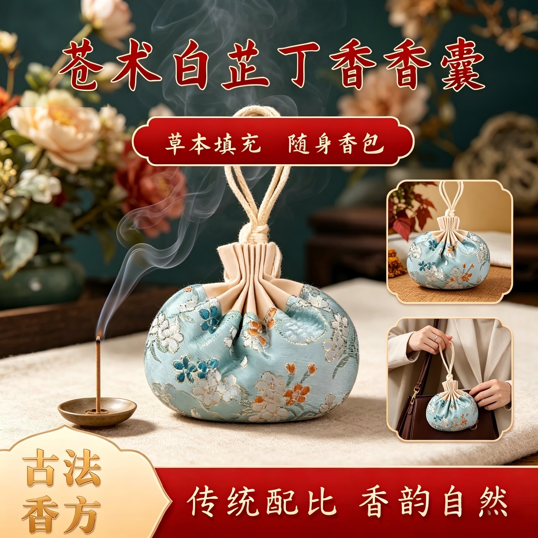 苍术白芷丁香睡眠香包衣柜持久香气随身携带香包车载香薰端午香囊