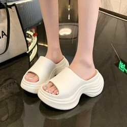 8cm Women's Height-Increasing Slippers for Summer, Thick-Soled Eva Sandals with a Soft Stepping Feel, Beach Shoes, Comfortable for Short People, Home Use