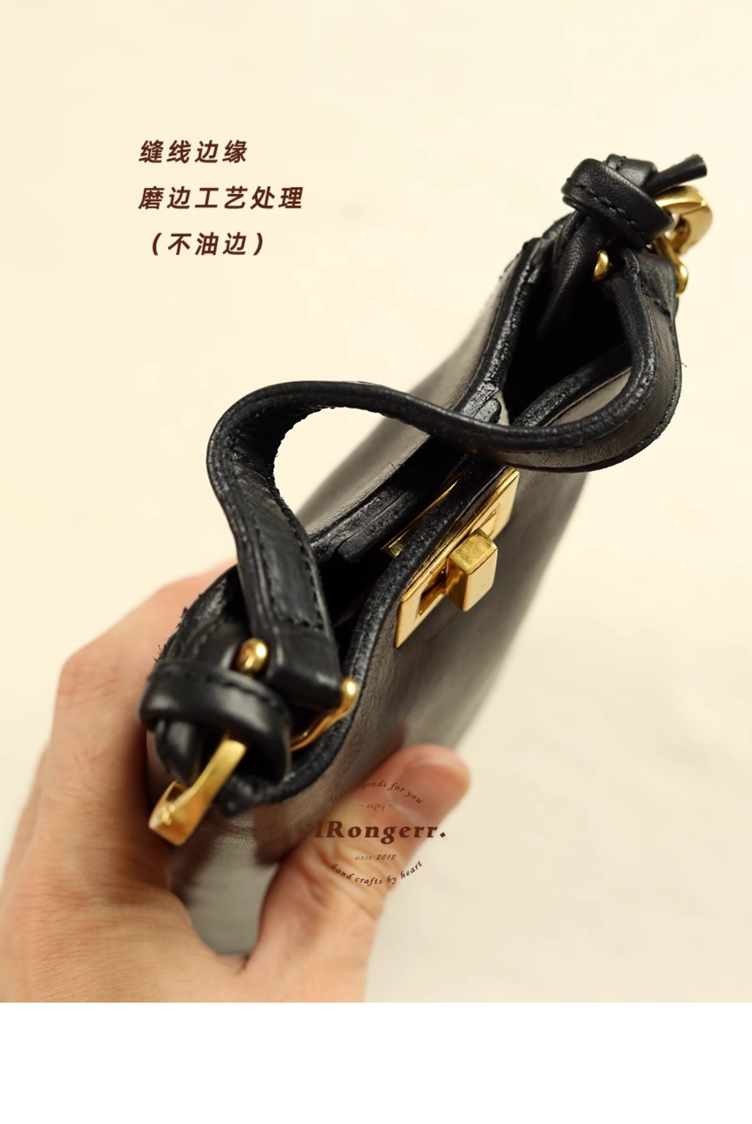 сумка 荣轻复古手工牛皮斜挎手机包做旧可手拎竖款斜挎包旋扣迷你单肩包 Irongerr