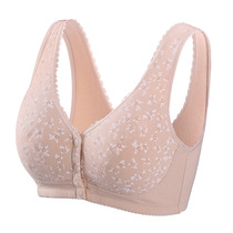 Mom bra cotton no steel ring summer middle-aged underwear female grandmother bra vest style front button milk cover large size