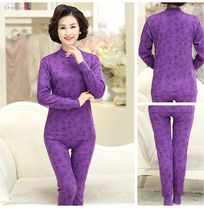 Mom high-neck cotton sweater womens cotton set Grandma autumn clothes autumn pants cotton old lady bottom line clothes