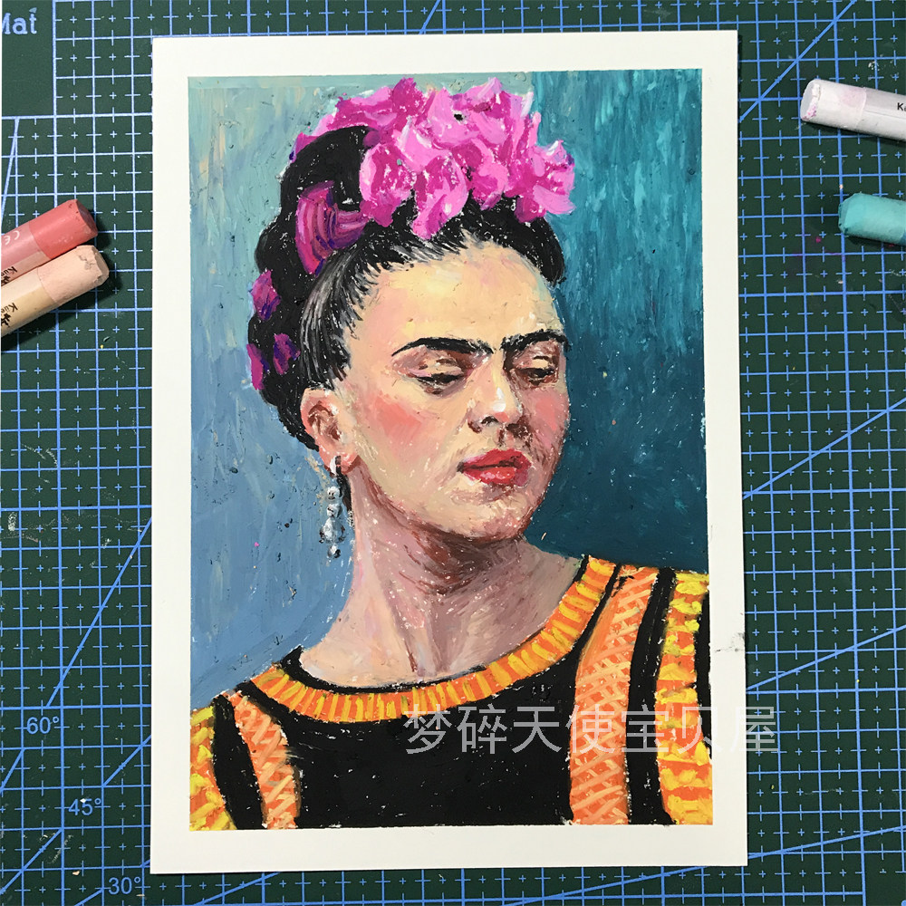 Original oil painting stick oil painting stick painting of Mexican legendary female painter ' Frida '