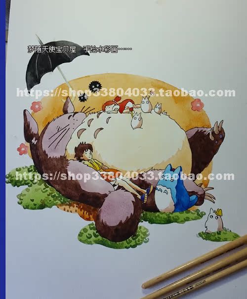 Buyer Customised Pure Hand Painted Watercolor Illustrations Dragon Cat Series