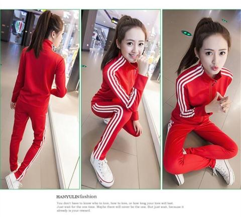 Mùa xuân và mùa thu nữ mới diện đồ thể thao hai mảnh phù hợp với áo dài tay cho học sinh thường xuyên cổ áo mỏng Áo len mỏng mùa thu quần áo bộ thu đông nữ đẹp