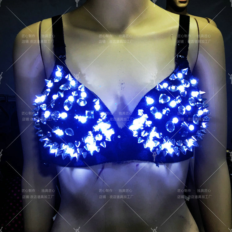 LED luminous bra glowing bra laser bra bra LED luminous performance clothes DS nightclub show clothing