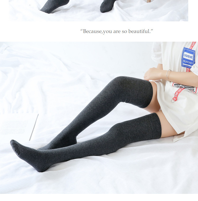 Vớ qua đầu gối nữ bằng silicon không trơn Nhật Bản vớ cao ống cotton mùa thu và mùa đông Vớ đùi Hàn Quốc thiết lập mỏng gió đại học tất nam