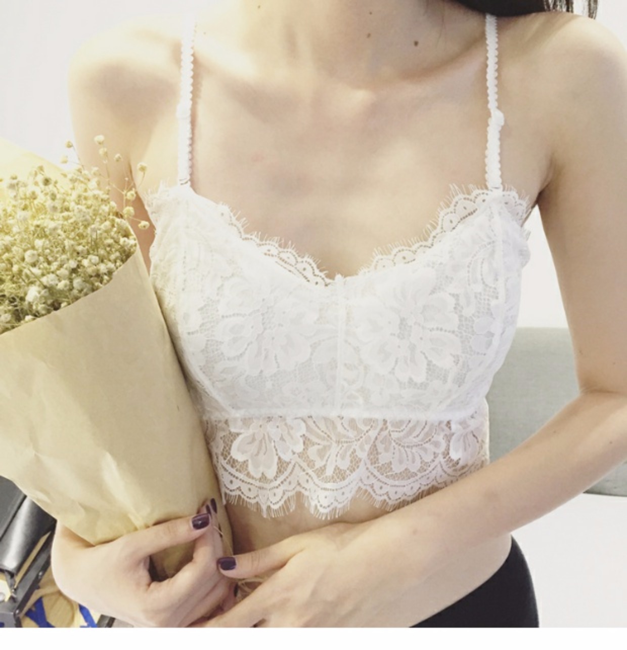 Lông mi ngọt ngào V-cổ quấn ngực dây đeo ngực pad mùa hè chạm đáy áo yếm nhỏ vest nữ chống chói ống đồ lót áo bra giá tốt