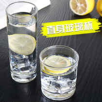 Tempered glass water cup Household heat-resistant thickened round transparent tea cup Hotel hotel mouthwash straight cup