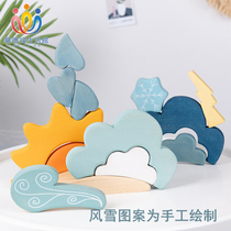 Waldorf Life Pavilion weather scene to build solid wood building blocks large particles childrens puzzle to build toys