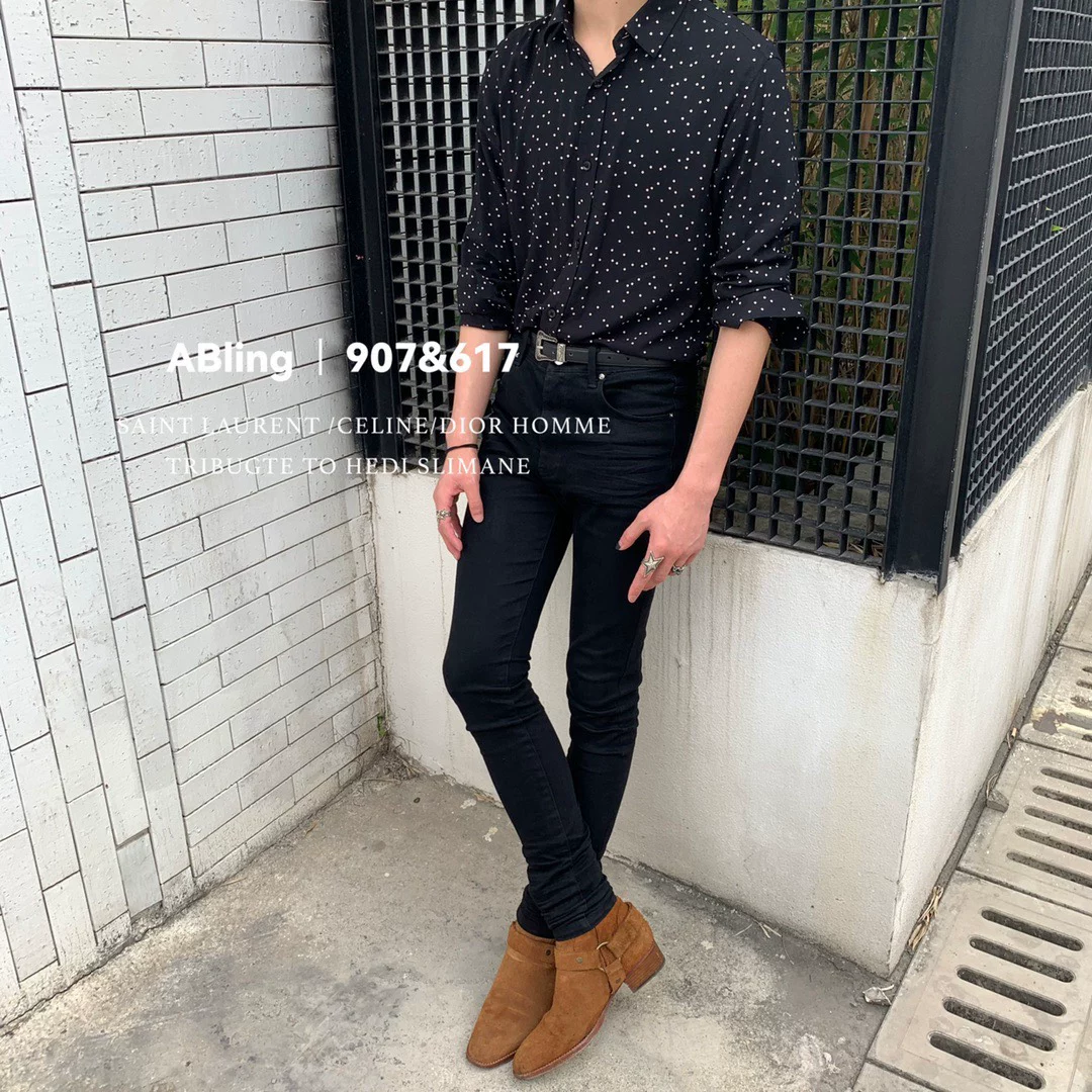 [ABling自主小波点衬衫 hedi亲穿]
