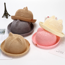 Summer baby straw hat cartoon cute fisherman hat 6-20 months baby sun hat childrens basin hat sun hat