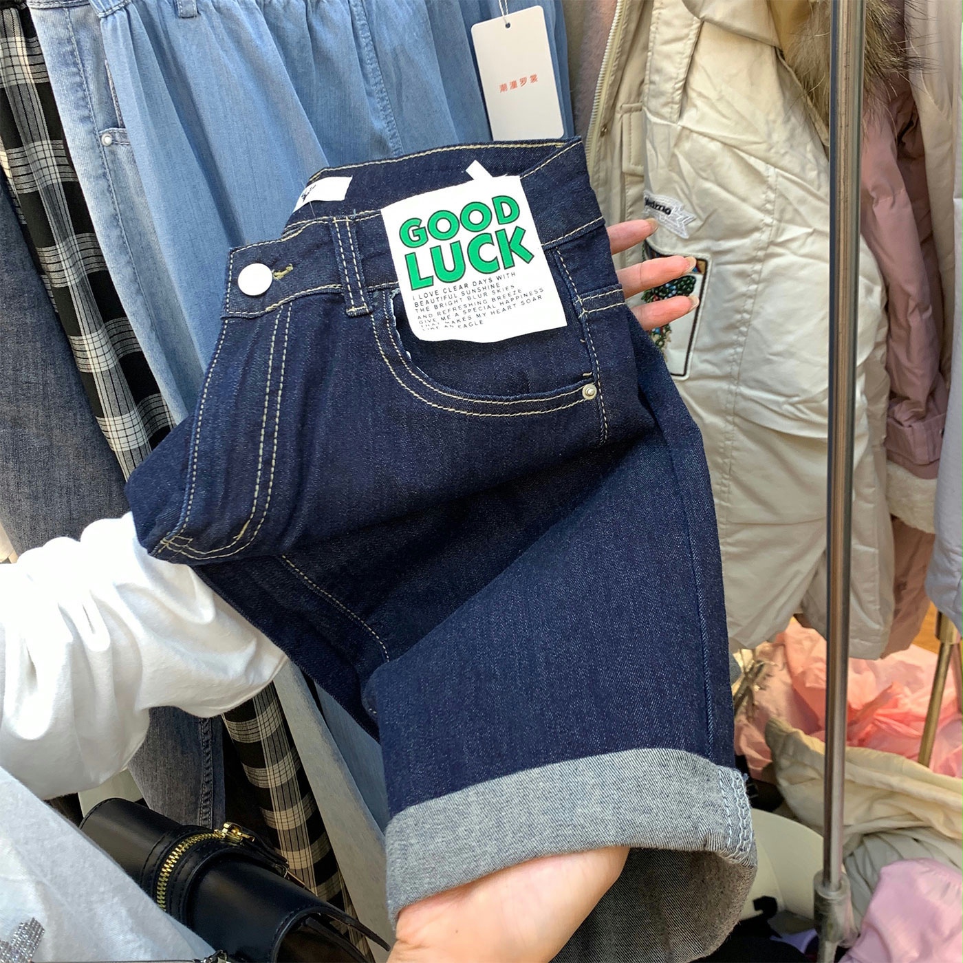 Large Size Spring Autumn Dark Blue Jeans Woman Fat Mm Loose Broadlegged Pants Fat sister Conspiculess High Waist Straight Drum 90% Pants