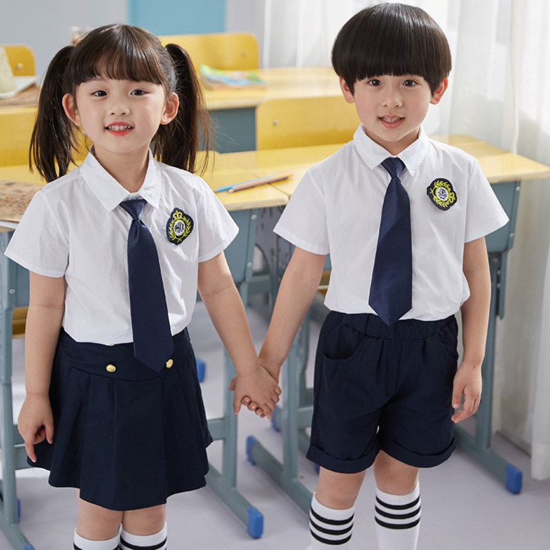 Kindergarten Summer Class Summer Dressing Summer Dressing for Broadsleeved Short Sleeved Children Graduation Clothing