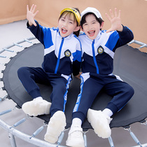 School uniform set junior high school students sports clothing spring and autumn mens and womens class clothes college style long sleeve dark blue