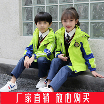School uniform suit boys and girls autumn and winter red thickened children childrens jackets pupils zhong da tong three-piece suit