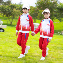 Kindergarten garden clothes spring and autumn red Chinese style childrens class clothes sports games clothing primary school uniforms three sets