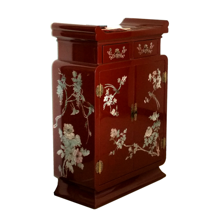 Yangzhou lacquerware shell inlaid flat-milled snail-shaped vase-shaped porch decorative cabinet lacquer art new Chinese-style classical furniture