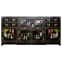 Lacquer Art Bone Stone Studded Turnkey Xuan Guan Decorative Cabinet Dining Side Cabinet Sound Cabinet Yangzhou Lacquer New Chinese Vintage Furniture