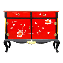 Lacquer art seashells inlaid with flat grinding spire Eurostyle Genguan Decoration Cabinet Yangzhou Lacquer traditional handmade solid wood furniture