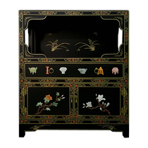 Lacquer art bone stone inlaid empty porch decorative cabinet tea cabinet Yangzhou lacquerware new Chinese classical solid wood furniture