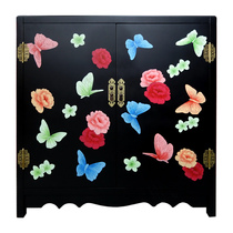 Lacquer Art Color Painted Butterfly Double Door Xuanguan Decorative Shoe Cabinet Custom Yangzhou Lacquer Ware New Chinese Vintage Solid Wood Furniture