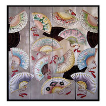 Yangzhou lacquerware factory direct sales neo-classical furniture custom engraved lacquer gold and silver Japanese-style four-fold screen porch partition