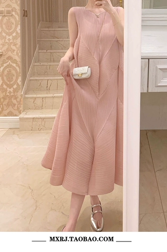 Розовое летнее платье с рукавами без рукавов, комфортная длинная юбка, оверсайз, средней длины