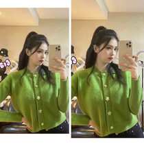 A lifetime of white deer should be the same green flower sweater cardigan jacket autumn and winter loose Joker sweater women