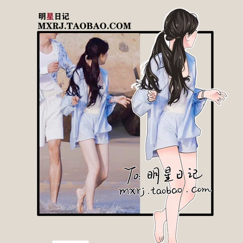 Синяя рубашка, шорты, комплект, оверсайз, высокая талия