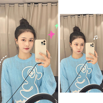 White deer same Korean version of loose cartoon embroidered crocheted knitwear round neck base sweater Joker top female 21 autumn