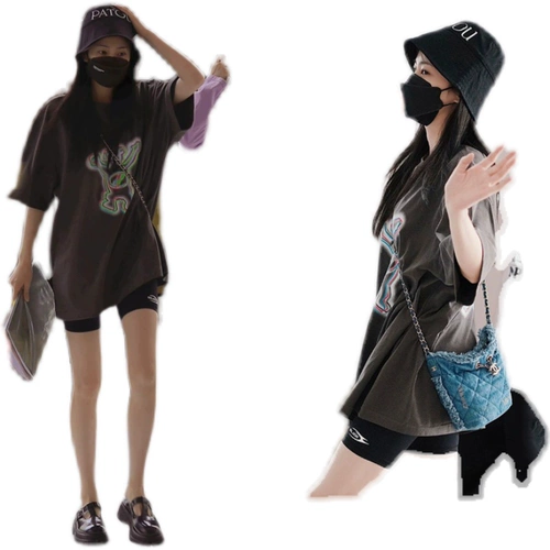 Футболка с коротким рукавом, оверсайз, с медвежатами