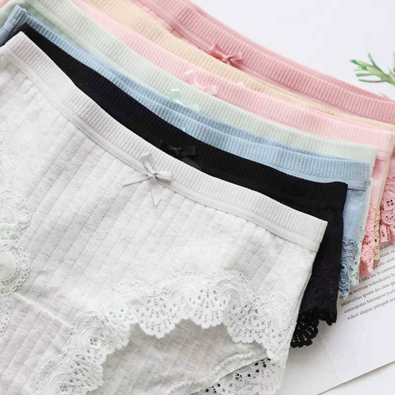 Bộ sưu tập mã bị hỏng 4 miếng cotton đồ lót phụ nữ cotton tóm tắt búp lụa sợi trung eo cô gái sinh viên - Giống cái