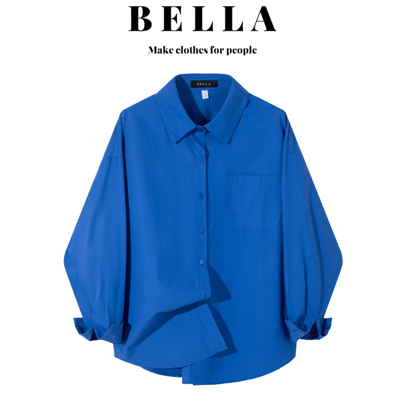 Blue Shirt for Women, Spring and Autumn 2026 New Design, Niche Casual Loose Layered Long-Sleeve Shirt Jacket Top