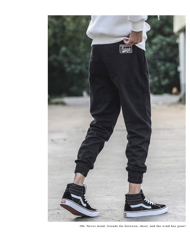 Cổ nguyên đập chân chạy bộ quần dài quần yếm Quần cotton Nhật Bản Huy hiệu quần rắn màu thường quần đũi nam cao cấp