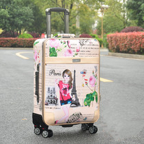 Suitcase Woman 24 Inch Draw Bar Box Cartoon Cute Day Ensemble Universal Wheel Suitcase High Face Value Password Box Student Tide