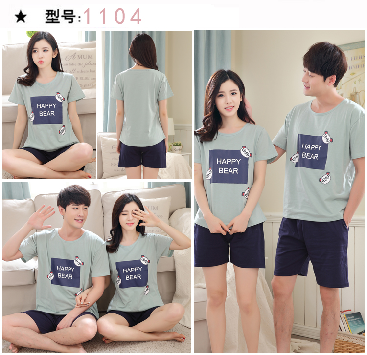 Vài bộ đồ ngủ phụ nữ mùa hè ngắn- tay người đàn ông bông dễ thương phim hoạt hình ngọt ngào phần mỏng bông dịch vụ nhà mùa hè phù hợp với shop đồ đôi nam nữ